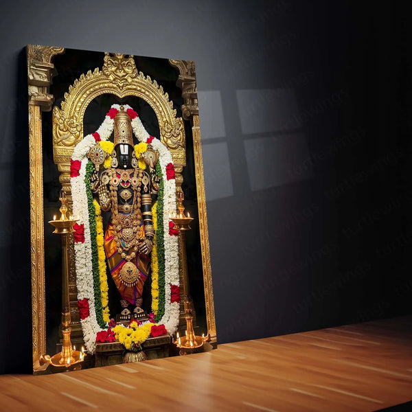 Spiritual Metal Poster | 🙏 Tirupati Balaji Metal Poster | Divine Wall Art | South Indian Temple Spiritual Decor - TURTLEWINGS 