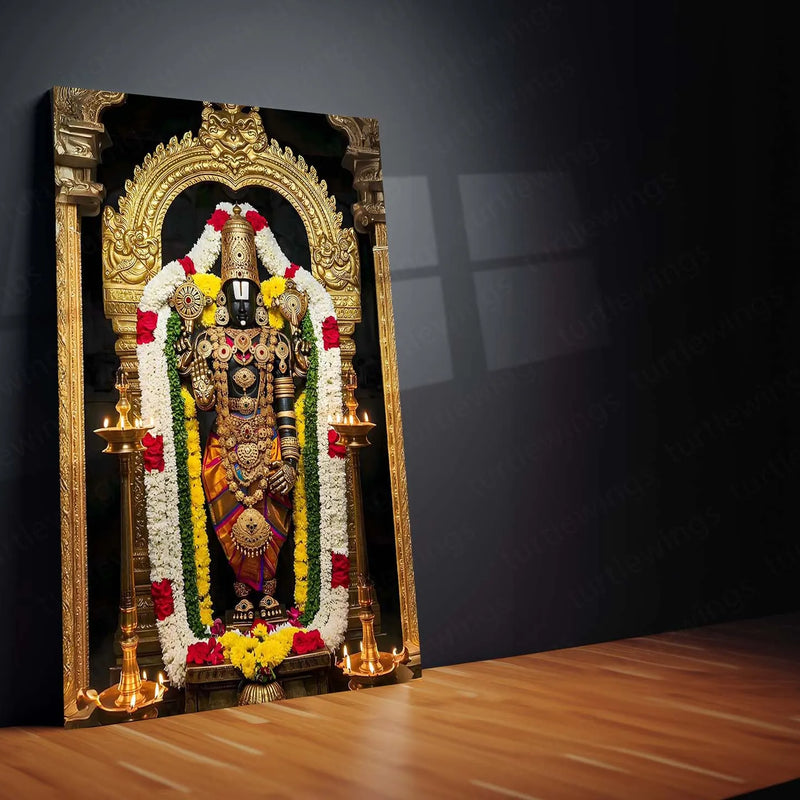 Spiritual Metal Poster | 🙏 Tirupati Balaji Metal Poster | Divine Wall Art | South Indian Temple Spiritual Decor - TURTLEWINGS 