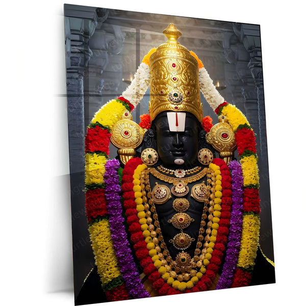 Spiritual Metal Poster | 🙏 Tirupati Balaji Metal Poster | Divine Wall Art | South Indian Temple Spiritual Decor 01 - TURTLEWINGS 