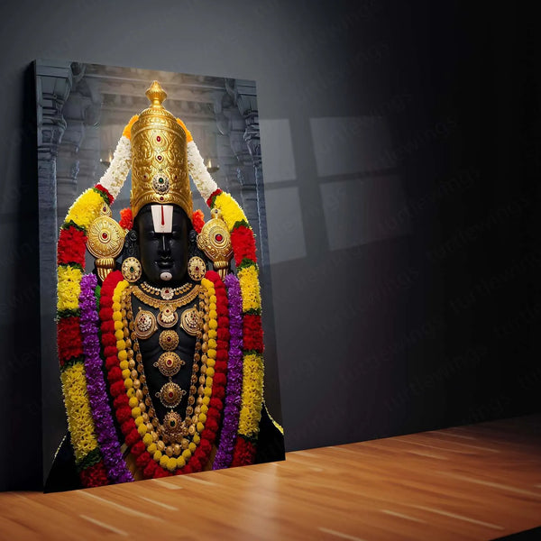 Spiritual Metal Poster | 🙏 Tirupati Balaji Metal Poster | Divine Wall Art | South Indian Temple Spiritual Decor 01 - TURTLEWINGS 