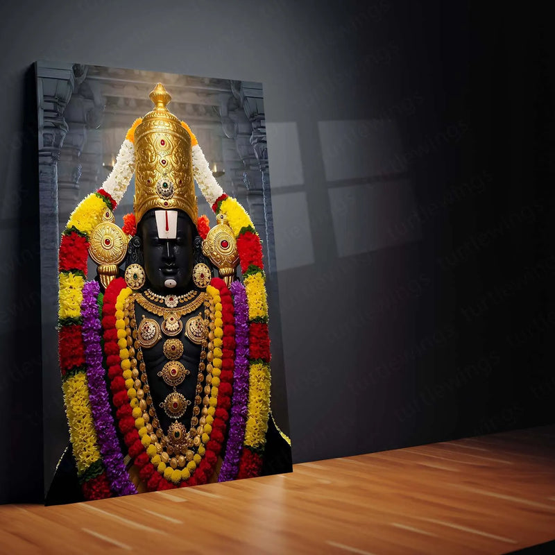 Spiritual Metal Poster | 🙏 Tirupati Balaji Metal Poster | Divine Wall Art | South Indian Temple Spiritual Decor 01 - TURTLEWINGS 