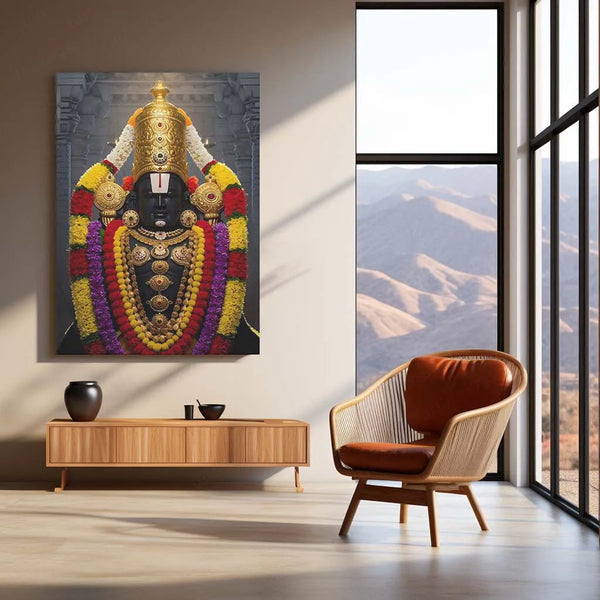 Spiritual Metal Poster | 🙏 Tirupati Balaji Metal Poster | Divine Wall Art | South Indian Temple Spiritual Decor 01 - TURTLEWINGS 