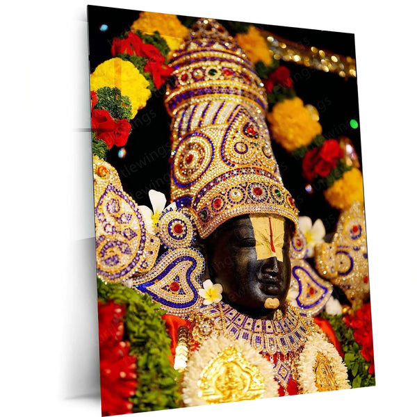 Spiritual Metal Poster | 🙏 Tirupati Balaji Metal Poster | Divine Wall Art | South Indian Temple Spiritual Decor 02 - TURTLEWINGS 