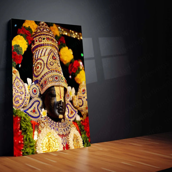 Spiritual Metal Poster | 🙏 Tirupati Balaji Metal Poster | Divine Wall Art | South Indian Temple Spiritual Decor 02 - TURTLEWINGS 