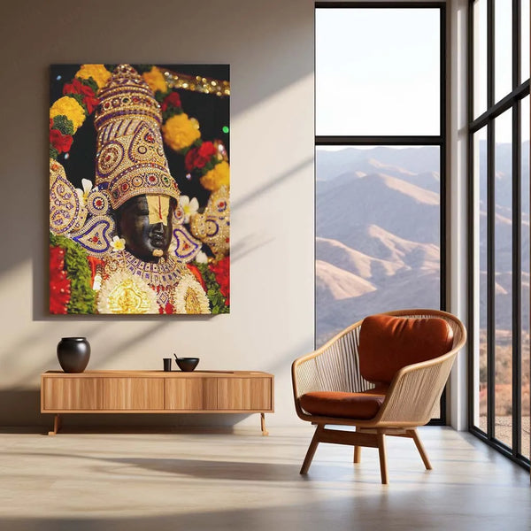 Spiritual Metal Poster | 🙏 Tirupati Balaji Metal Poster | Divine Wall Art | South Indian Temple Spiritual Decor 02 - TURTLEWINGS 