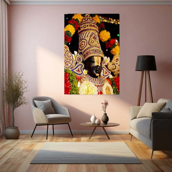 Spiritual Metal Poster | 🙏 Tirupati Balaji Metal Poster | Divine Wall Art | South Indian Temple Spiritual Decor 02 - TURTLEWINGS 