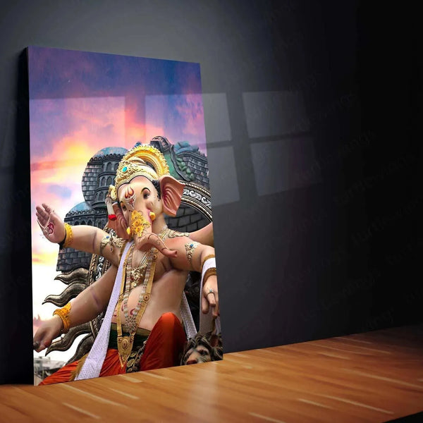 Bappa Metal Poster – Divine Lord Ganesha Wall Art | Hindu Spiritual Decor - TURTLEWINGS 