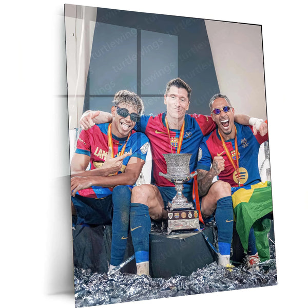 Sports | FC Barcelona Cup Metal Poster – Iconic Football Victory Wall Art - TURTLEWINGS 