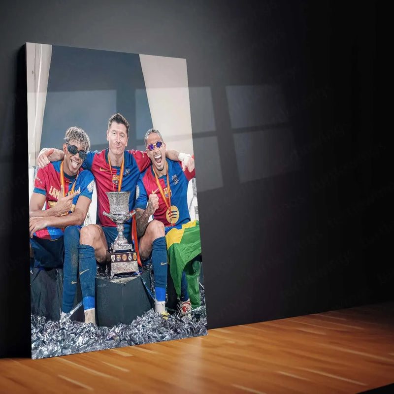 Sports | FC Barcelona Cup Metal Poster – Iconic Football Victory Wall Art - TURTLEWINGS 