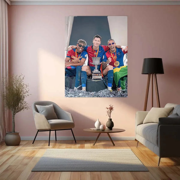 Sports | FC Barcelona Cup Metal Poster – Iconic Football Victory Wall Art - TURTLEWINGS 