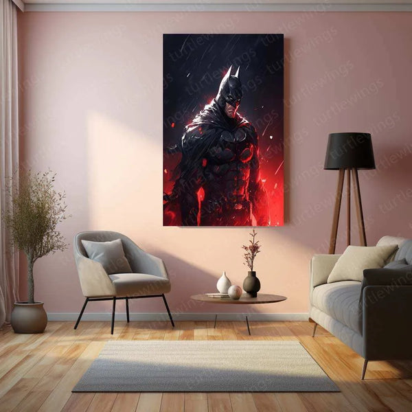 Batman Red Metal Poster – The Dark Knight in Crimson - TURTLEWINGS 