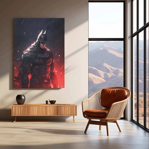 Batman Red Metal Poster – The Dark Knight in Crimson - TURTLEWINGS 