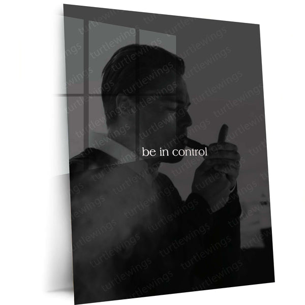Quote Metal Poster | Be In Control Motivational Metal Poster | Black & White Discipline & Self-Mastery Wall Art | Premium