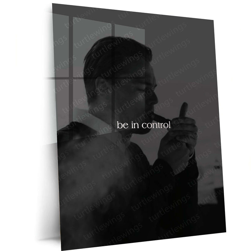Quote Metal Poster | Be In Control Motivational Metal Poster | Black & White Discipline & Self-Mastery Wall Art | Premium