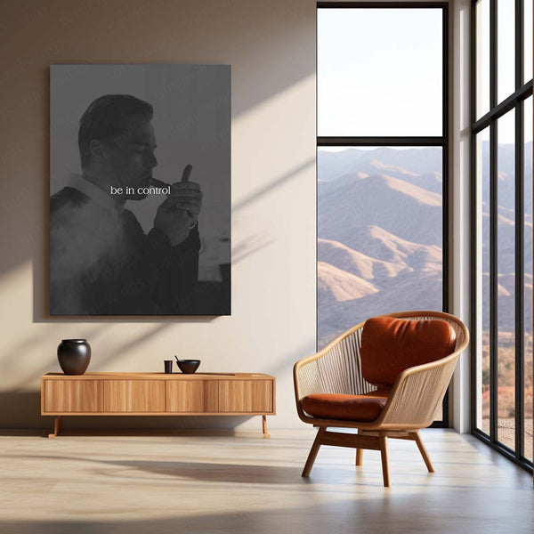 Quote Metal Poster | Be In Control Motivational Metal Poster | Black & White Discipline & Self-Mastery Wall Art | Premium