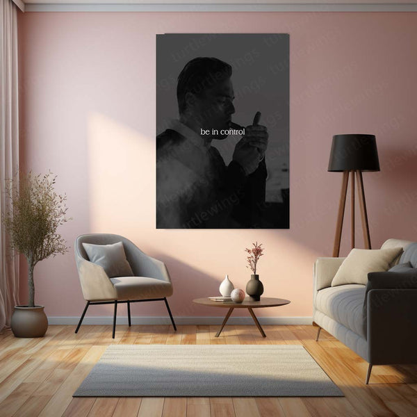 Quote Metal Poster | Be In Control Motivational Metal Poster | Black & White Discipline & Self-Mastery Wall Art | Premium