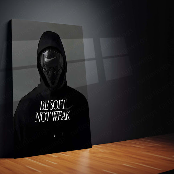 Quote Metal Poster | Be Soft, Not Weak Metal Frame | Minimalist Motivational Quote Wall Art | Premium Metal Poster