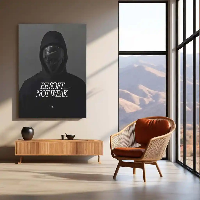 Quote Metal Poster | Be Soft, Not Weak Metal Frame | Minimalist Motivational Quote Wall Art | Premium Metal Poster - TURTLEWINGS 