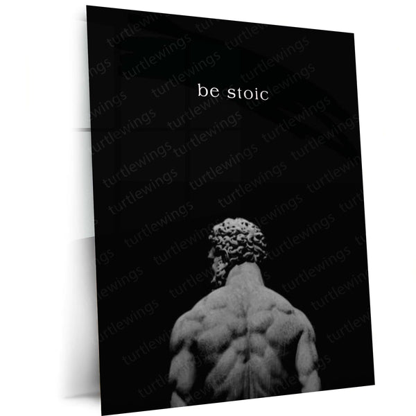Quote Metal Poster | Be Stoic Motivational Metal Poster | Black & White Stoicism Discipline Wall Art | Premium Metal Print