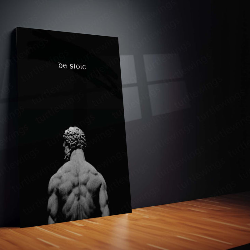 Quote Metal Poster | Be Stoic Motivational Metal Poster | Black & White Stoicism Discipline Wall Art | Premium Metal Print