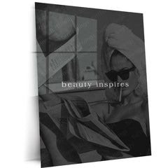 Quote Metal Poster | Beauty Inspires Motivational Metal Poster | Black & White Reading Aesthetic Wall Art | Premium Metal
