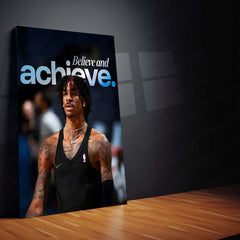 Quote Metal Poster | Ja Morant – Believe and Achieve Metal Frame Relentless Self-Belief & Hustle Mindset Wall Art | Modern NBA Motivation Metal Poster