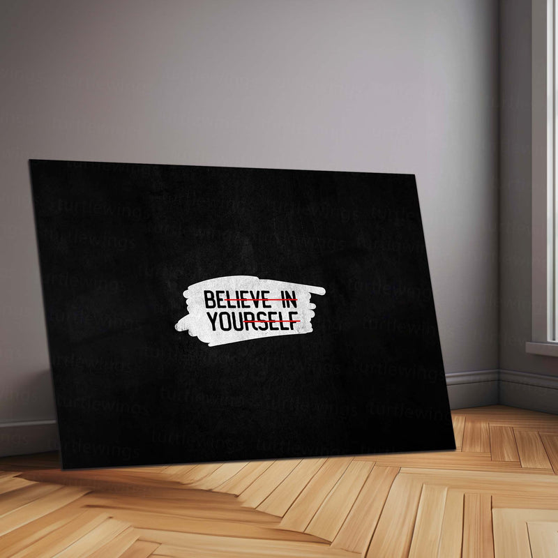 Believe in Yourself – Metal Frame | Motivational Quote Wall Art | Minimal Typography Poster for Daily Inspiration - TURTLEWINGS 