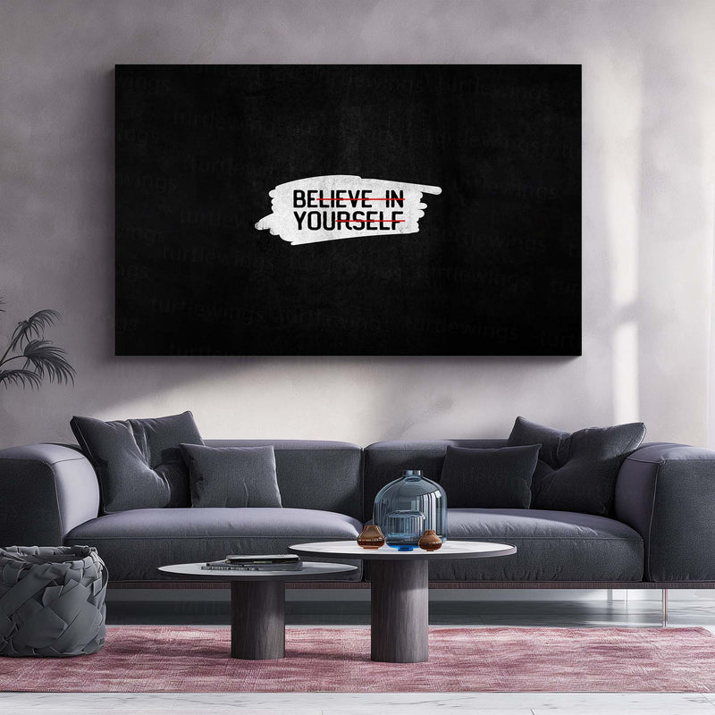 Believe in Yourself – Metal Frame | Motivational Quote Wall Art | Minimal Typography Poster for Daily Inspiration - TURTLEWINGS 