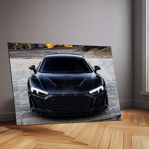 LED | 🖤 Black Audi R8 Neon LED Metal Poster | Luxury Sports Car Wall Art