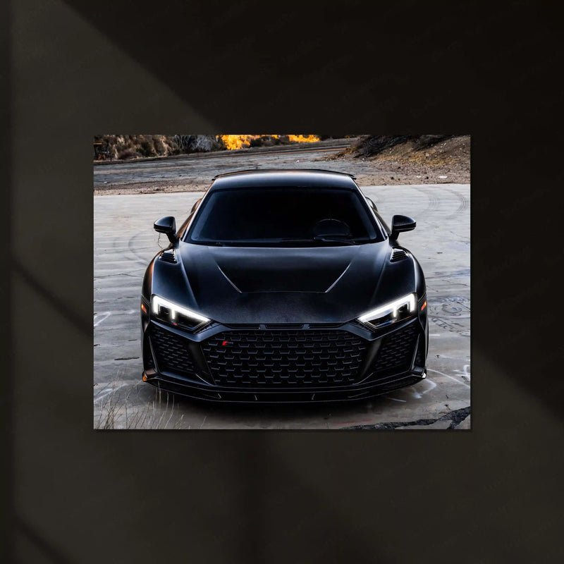 LED | 🖤 Black Audi R8 Neon LED Metal Poster | Luxury Sports Car Wall Art - TURTLEWINGS 