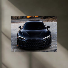 LED | 🖤 Black Audi R8 Neon LED Metal Poster | Luxury Sports Car Wall Art - TURTLEWINGS 
