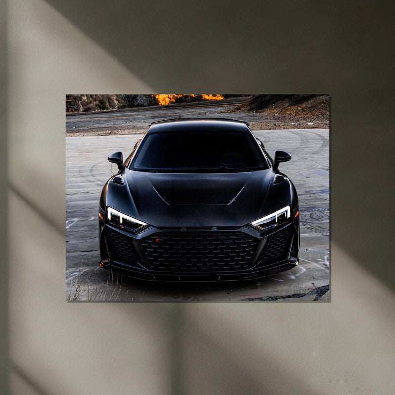LED | 🖤 Black Audi R8 Neon LED Metal Poster | Luxury Sports Car Wall Art - TURTLEWINGS 