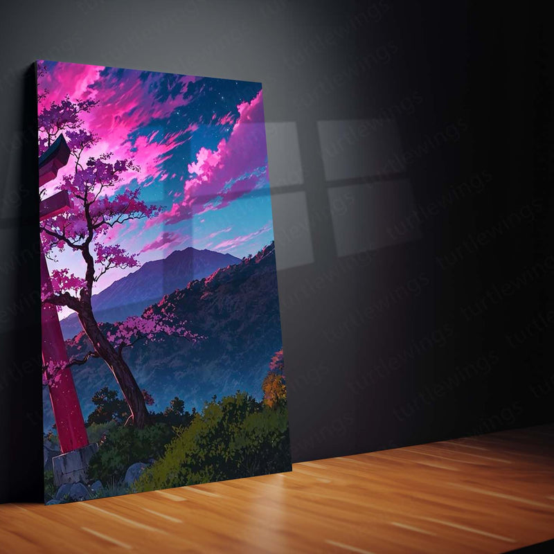Aesthetic Metal Poster Set of 3 | Mount Fuji & Torii Gate | Sakura Sunset Triptych Wall Art – product image 5