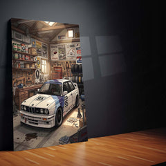 BMW E30 M3 Garage Metal Poster | Classic BMW Workshop Wall Art