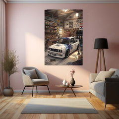 BMW E30 M3 Garage Metal Poster | Classic BMW Workshop Wall Art