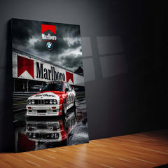 BMW E30 Marlboro Racing Livery Metal Poster | Classic Motorsport Wall Art