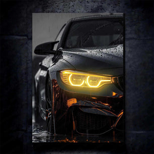 BMW M4 Neon LED Metal Frame â High-Performance Car Wall Art for Auto Enthusiasts - TURTLEWINGS 