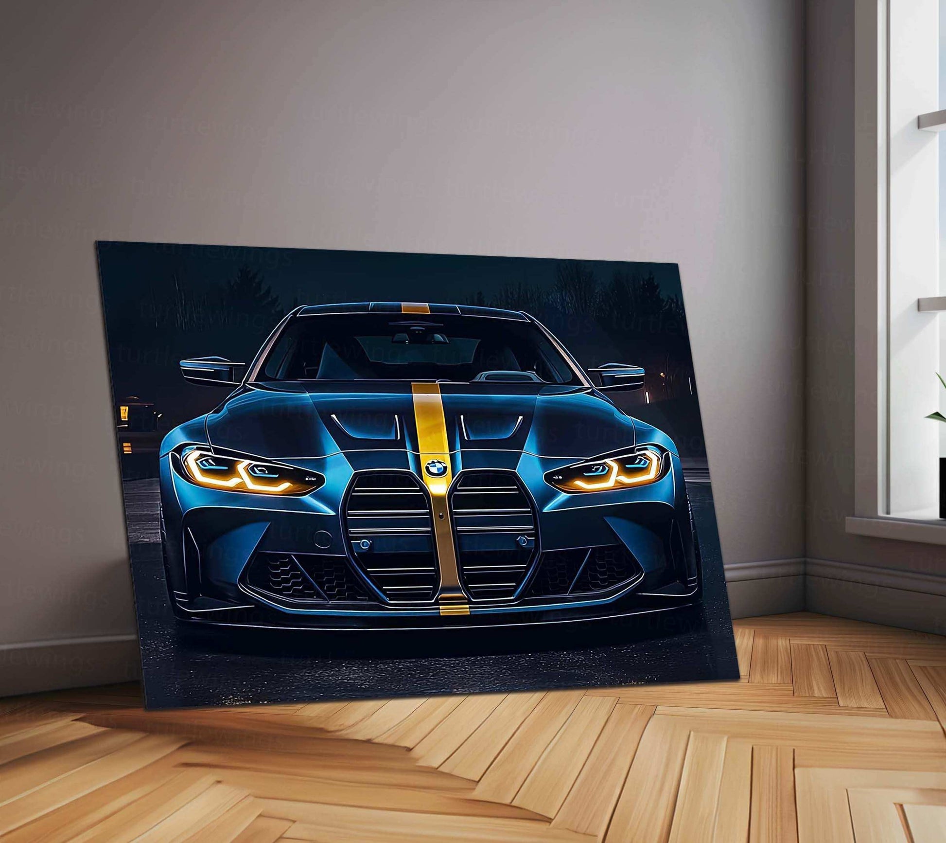BMW Racing Neon LED Metal Poster â Motorsport-Inspired Wall Art for Speed Enthusiasts - TURTLEWINGS 