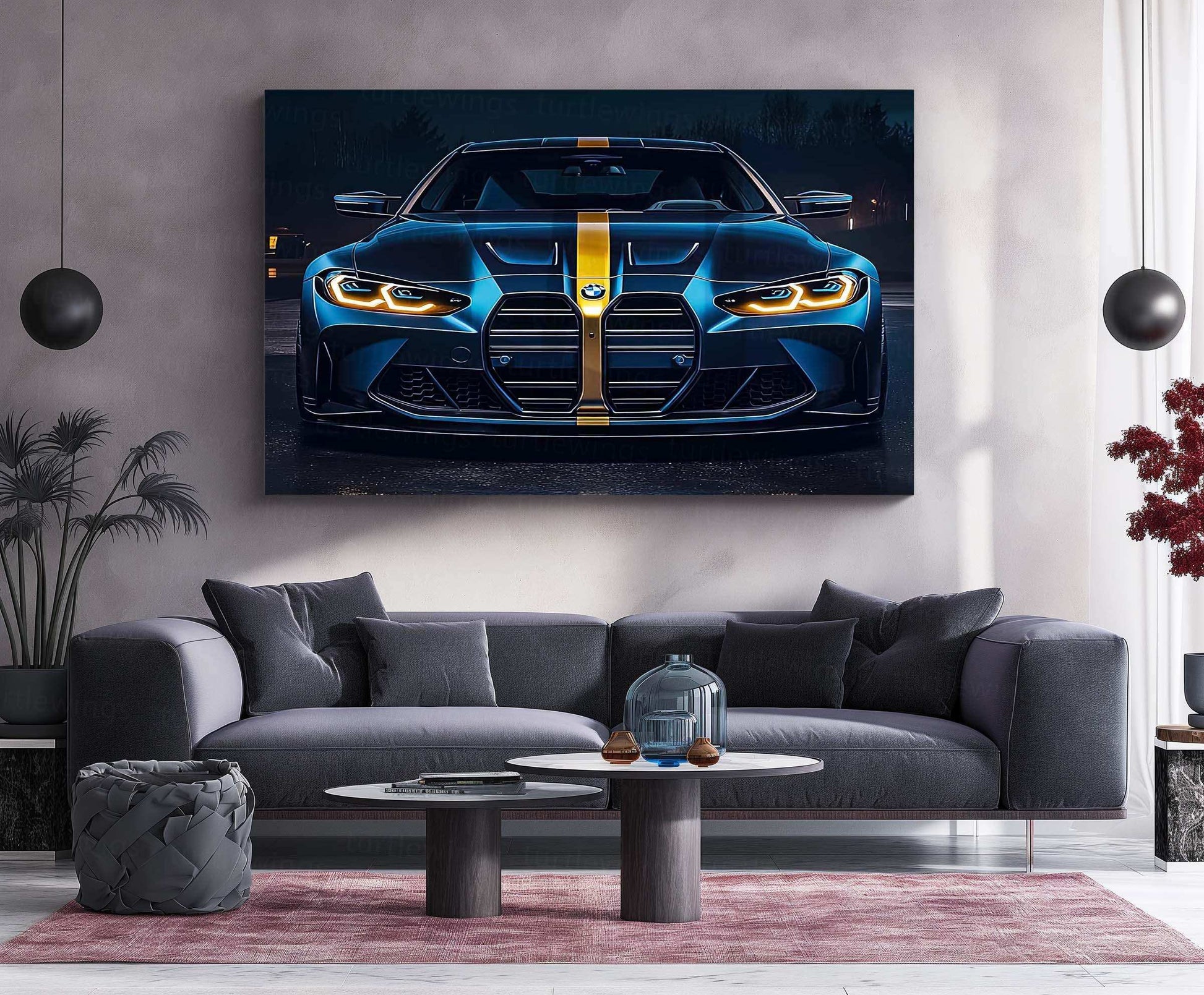 BMW Racing Neon LED Metal Poster â Motorsport-Inspired Wall Art for Speed Enthusiasts - TURTLEWINGS 