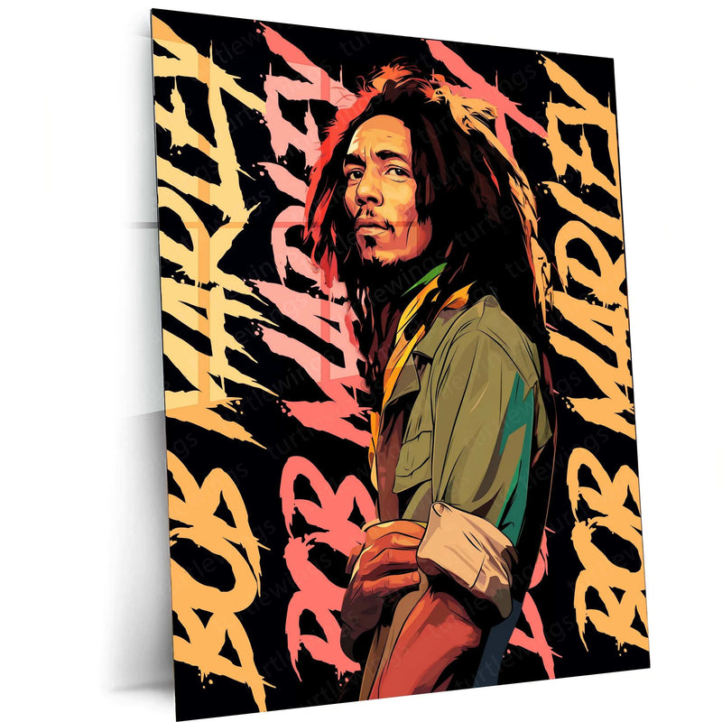 Bob Marley Metal Poster – Reggae Legend Music Wall Art - TURTLEWINGS 