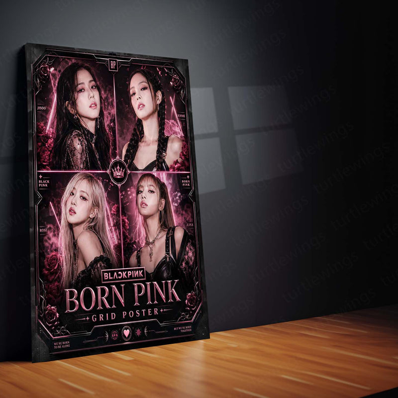 BLACKPINK – Born Pink Grid Poster | K-Pop Girl Group Metal Frame | Premium BLACKPINK Wall Art by TurtleWings