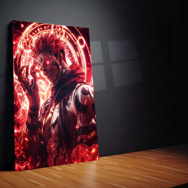 Anime Metal Poster | Ryomen Sukuna Metal Poster | Jujutsu Kaisen Villain Wall Art | Cursed Energy Decor