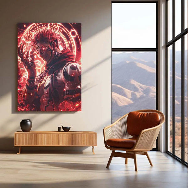 Anime Metal Poster | Ryomen Sukuna Metal Poster | Jujutsu Kaisen Villain Wall Art | Cursed Energy Decor