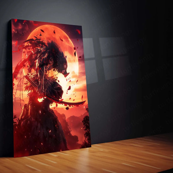 Anime Metal Poster | Inosuke Hashibira Metal Poster | Demon Slayer Wall Art | Beast Breathing Warrior Decor