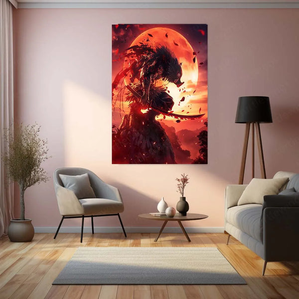 Anime Metal Poster | Inosuke Hashibira Metal Poster | Demon Slayer Wall Art | Beast Breathing Warrior Decor