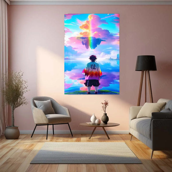 Anime Metal Poster |  Tanjiro Kamado Metal Poster | Demon Slayer Wall Art | Water Breathing Aesthetic Decor