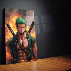Anime Metal Poster | Roronoa Zoro Metal Poster | One Piece Wall Art | Three-Sword Style Decor - TURTLEWINGS 