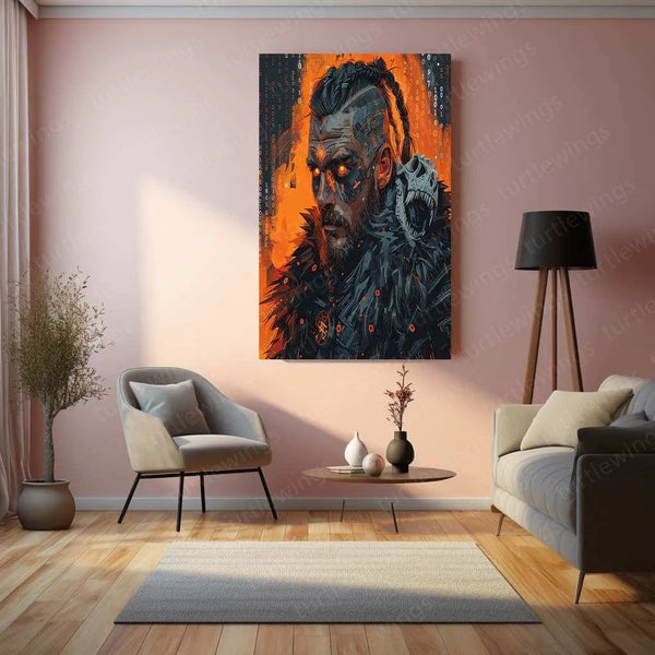 Glowing Male Viking Warrior – Epic Norse Art Poster - TURTLEWINGS 