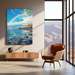 Rainbow Over Water Metal Poster | Serene Nature Wall Art | Peaceful Decor - TURTLEWINGS 