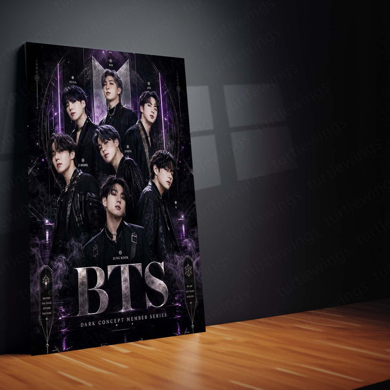 BTS – Dark Concept Member Series | K-Pop Group Metal Frame | Premium BTS Wall Art by TurtleWings